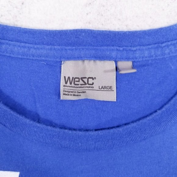 WESC Blue Vertical Spellout T-shirt, Skateboarding - Picture 3 of 7